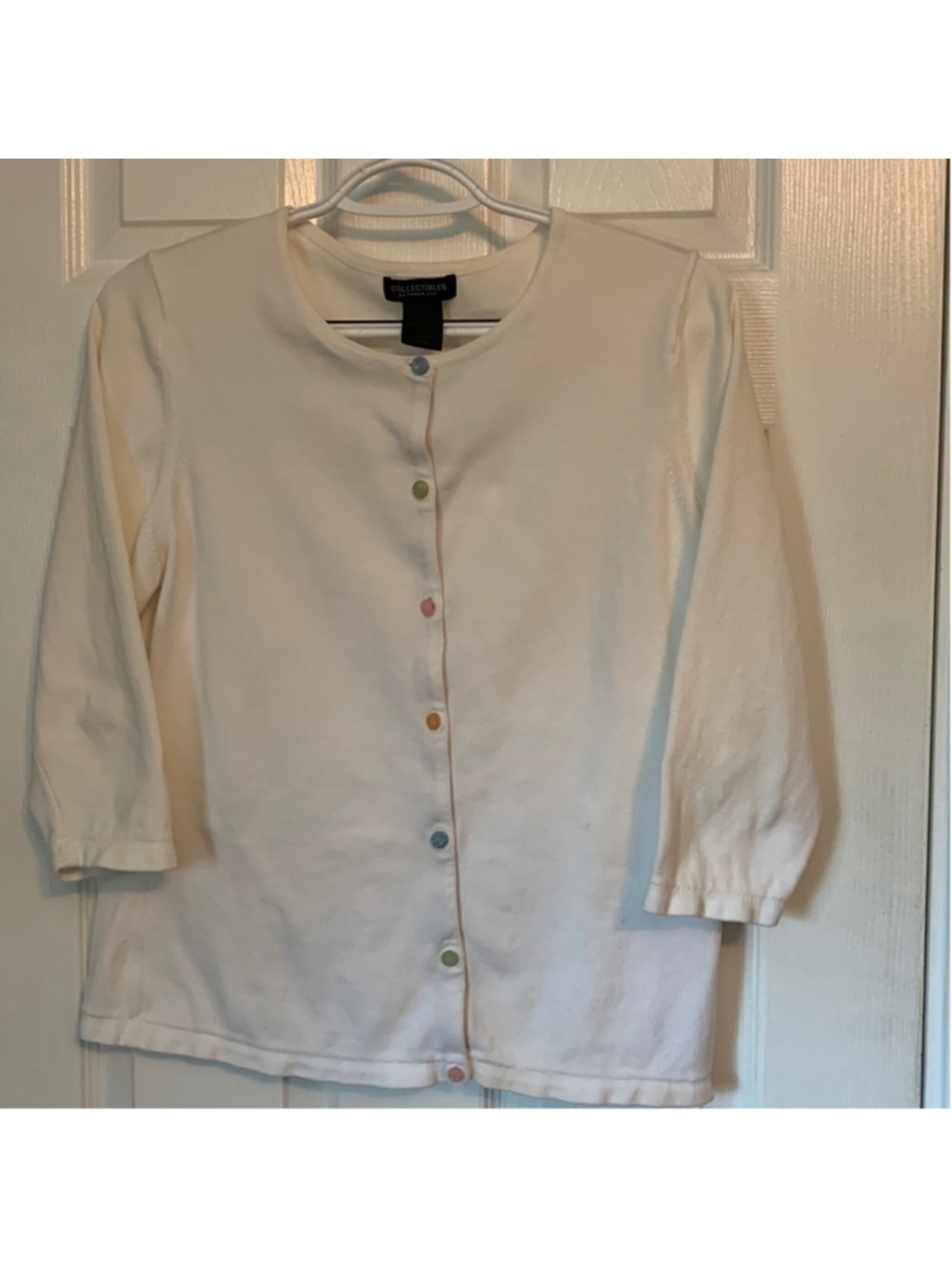 Parkhurst Lightweight cotton off white cardigan sweater medium